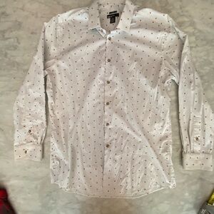 Bar III White Dress Shirt with Elegant Bee Pattern